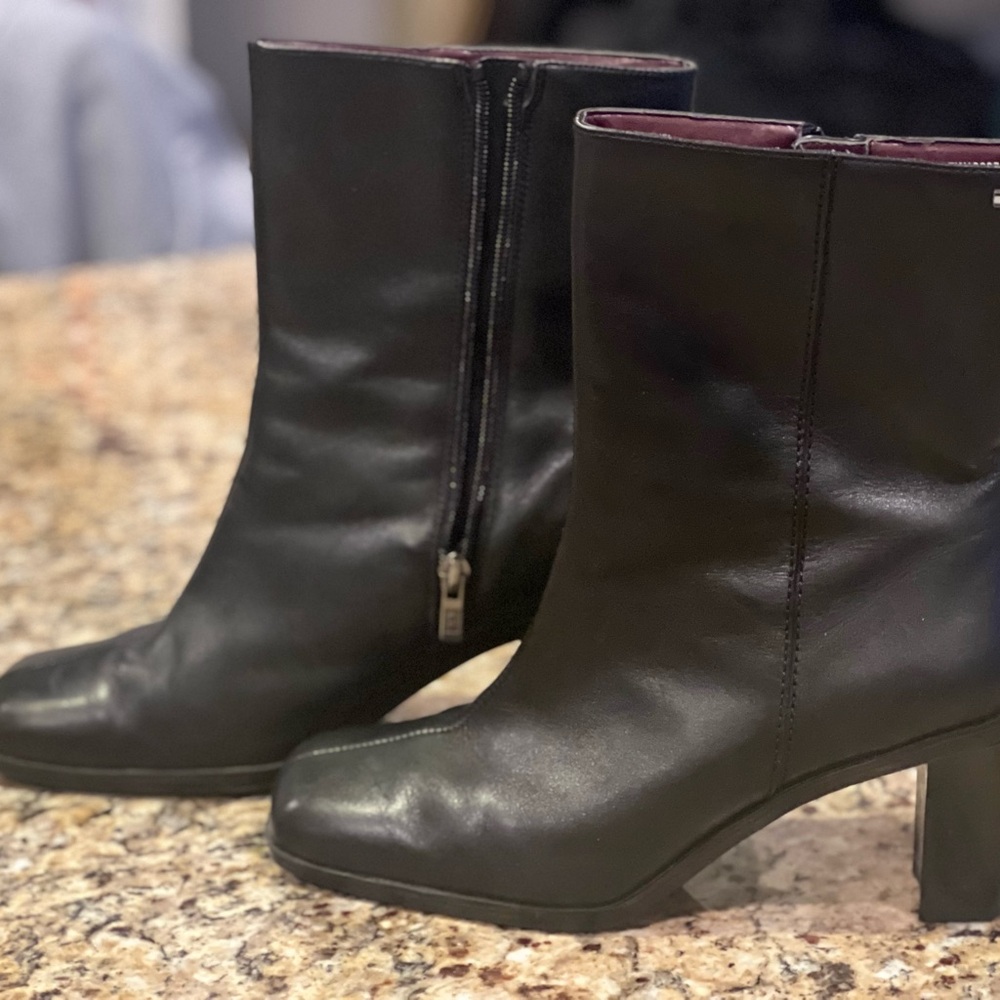 Black Leather Ankle Boots